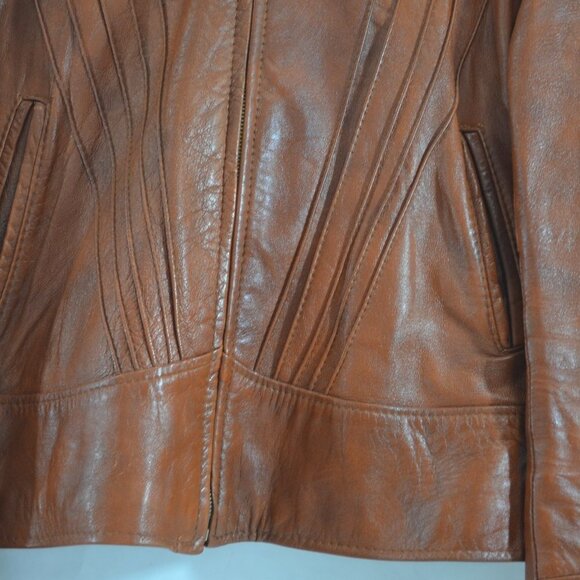 Women's Brown Leather Jacket - Picture 2 of 11